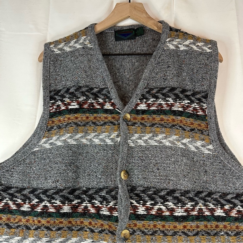 ETCHINGS Men’s Size XL Sweater Vest Wool Blend Button Front VINTAGE Cardigan - Picture 5 of 14